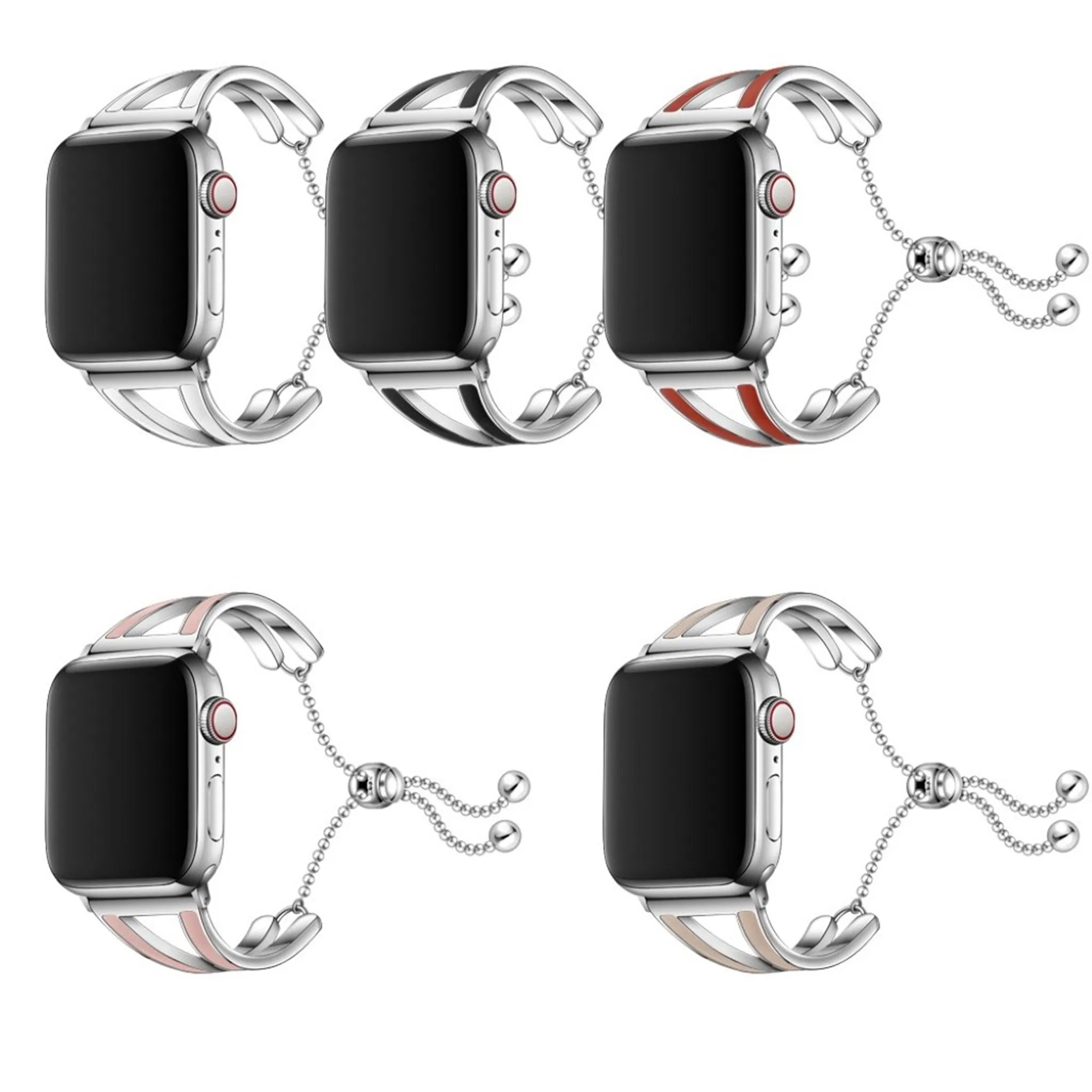 Apple Watch Series 6 / 5 44mm fashionable stainless steel watch band - Black / White