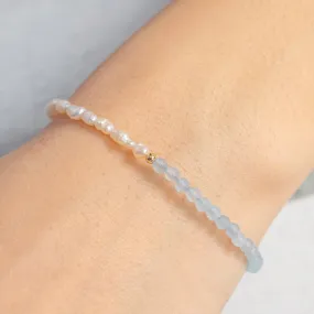 Aquamarine and Freshwater Pearl Bracelet with Gold vermeil Chain
