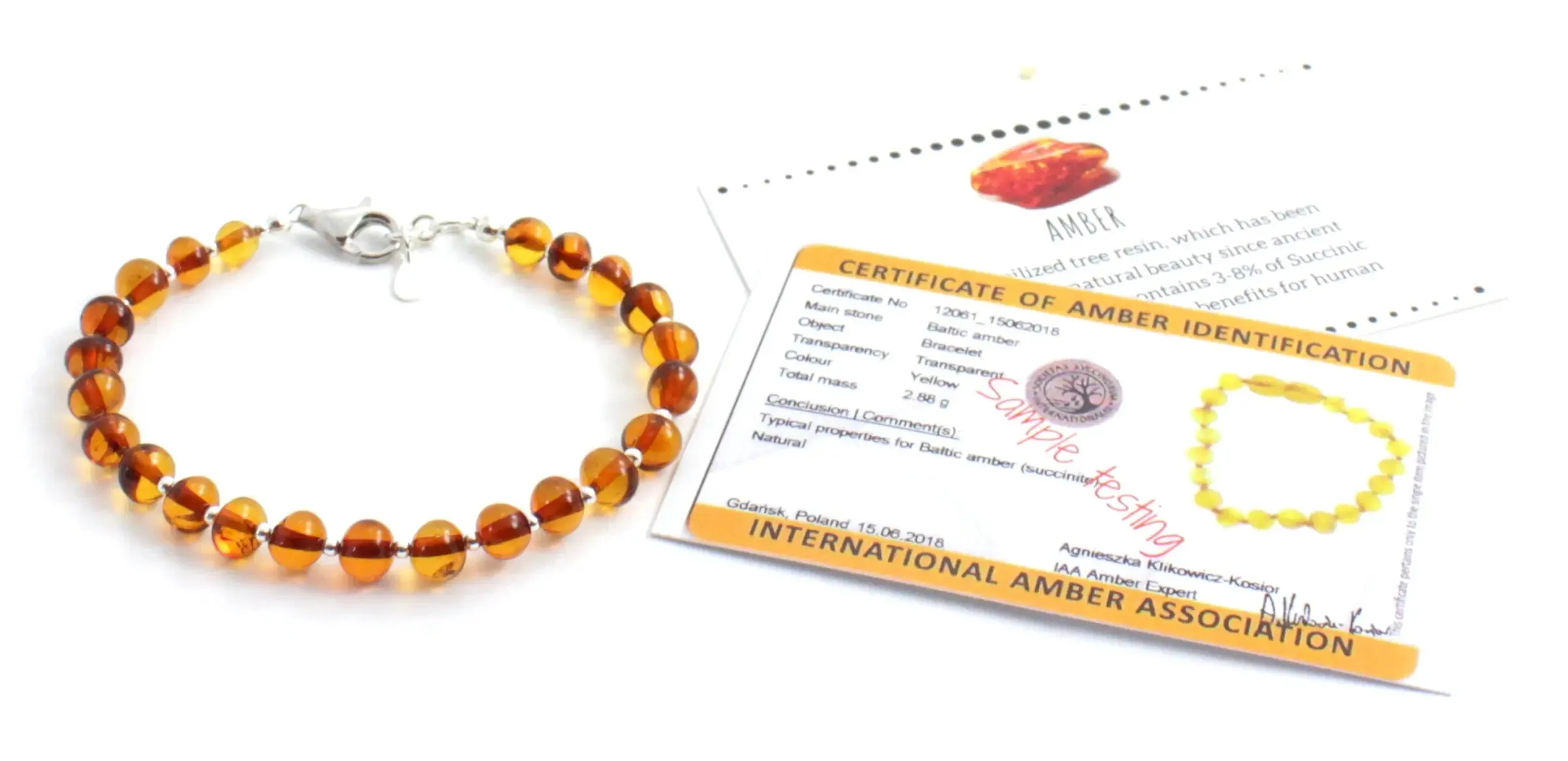 Baltic Amber Jewelry Bracelet with Sterling Silver 925