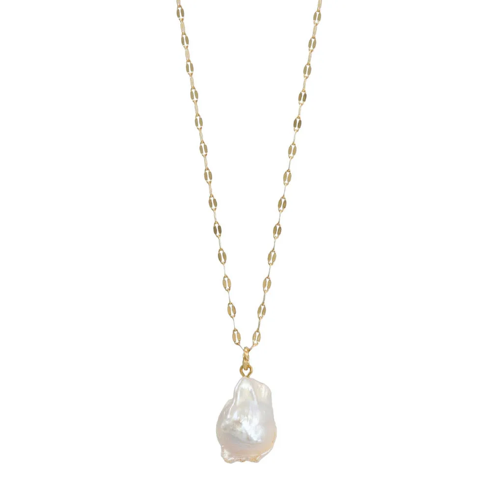 Baroque Pearl Gold Tone Chain Necklace