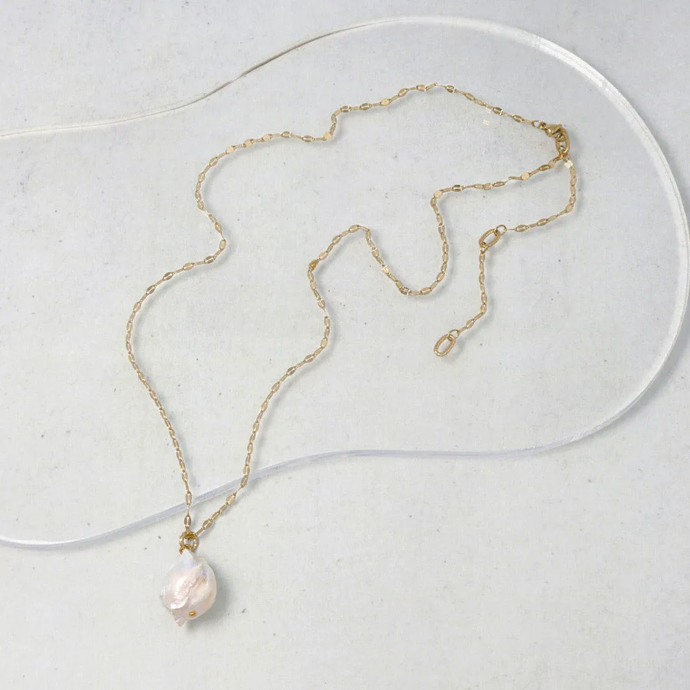 Baroque Pearl Gold Tone Chain Necklace