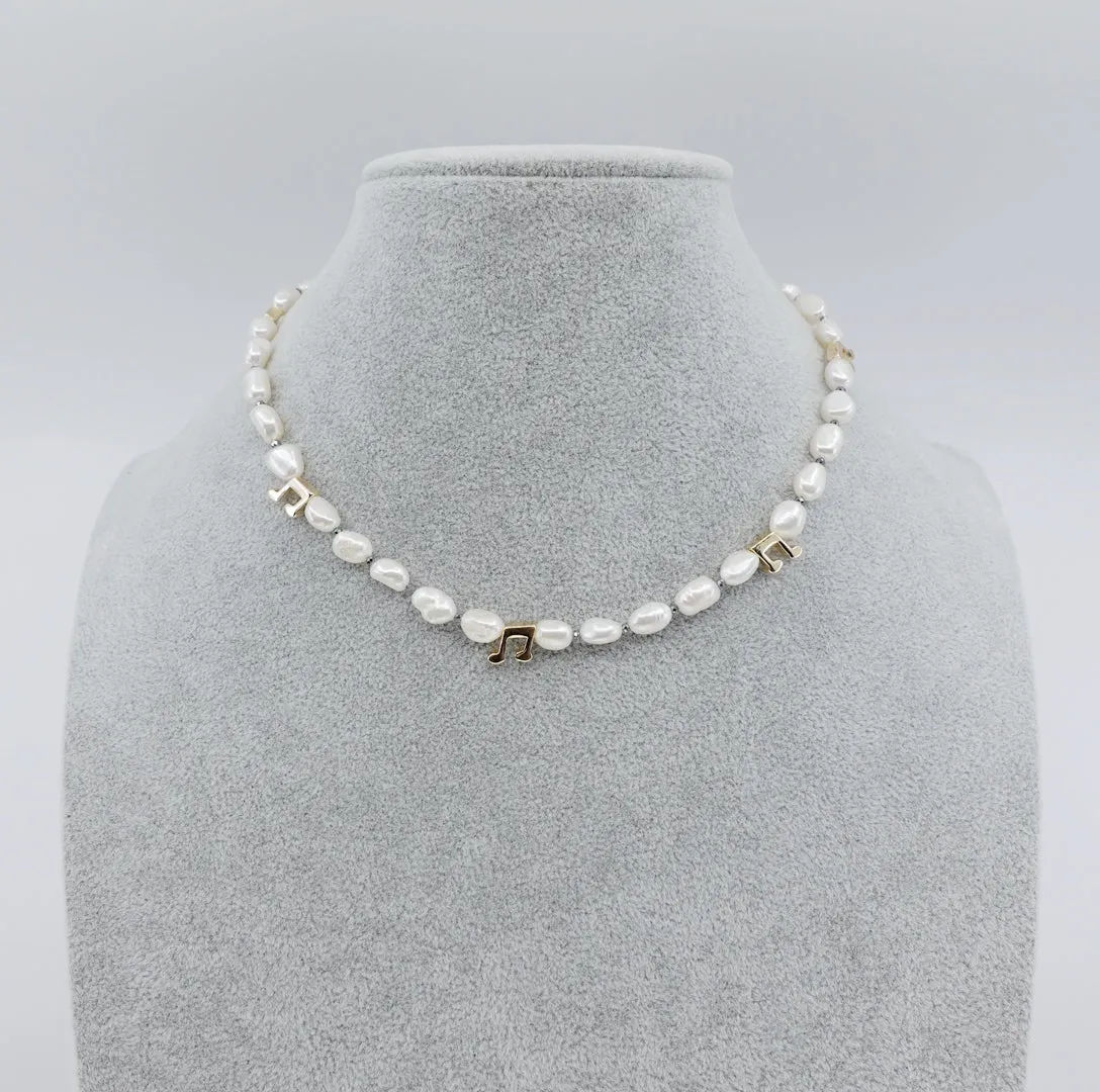 Baroque Pearl Necklace with Music Notes