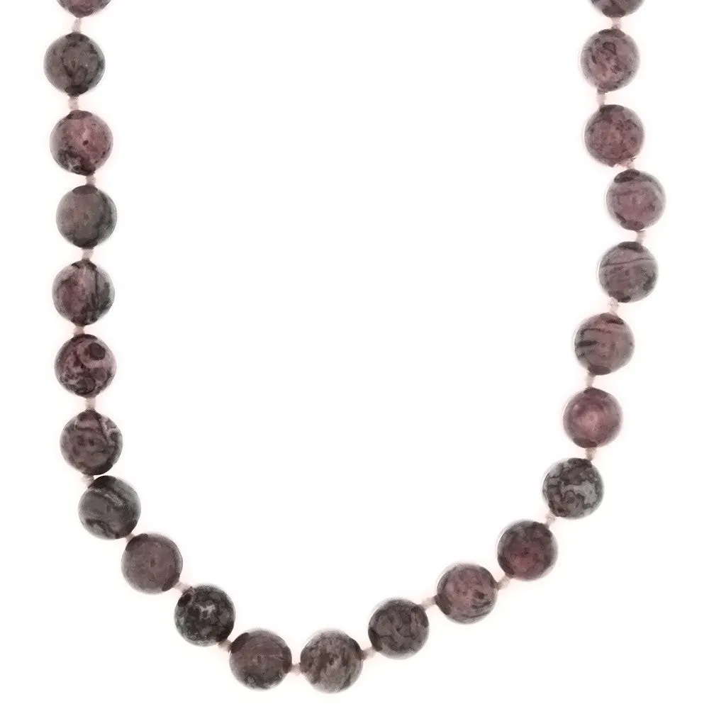 BEADED GEMSTONE LAGUNA LACE AGATE ROUND NECKLACE