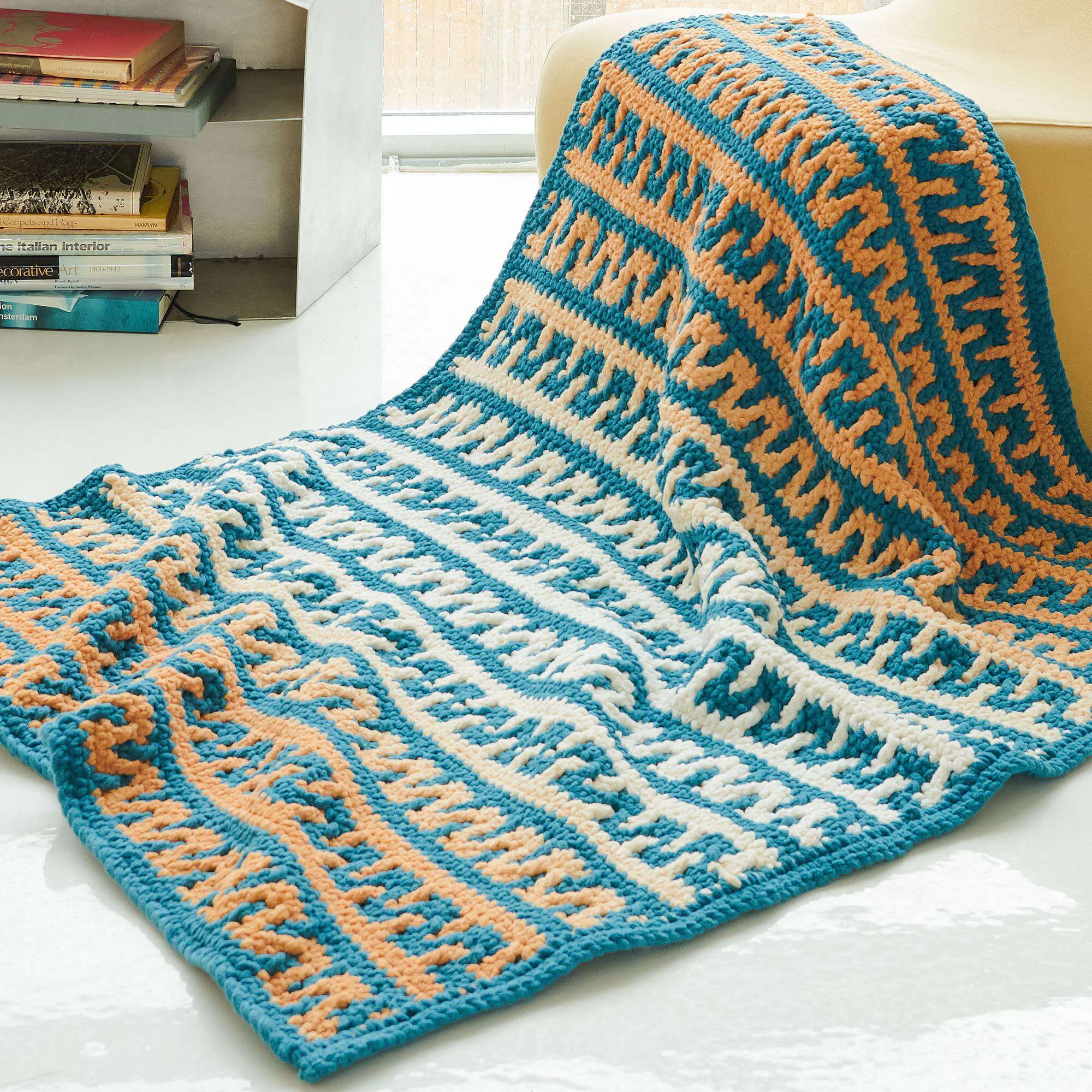 Bernat Meandros Mosaic Crochet Blanket