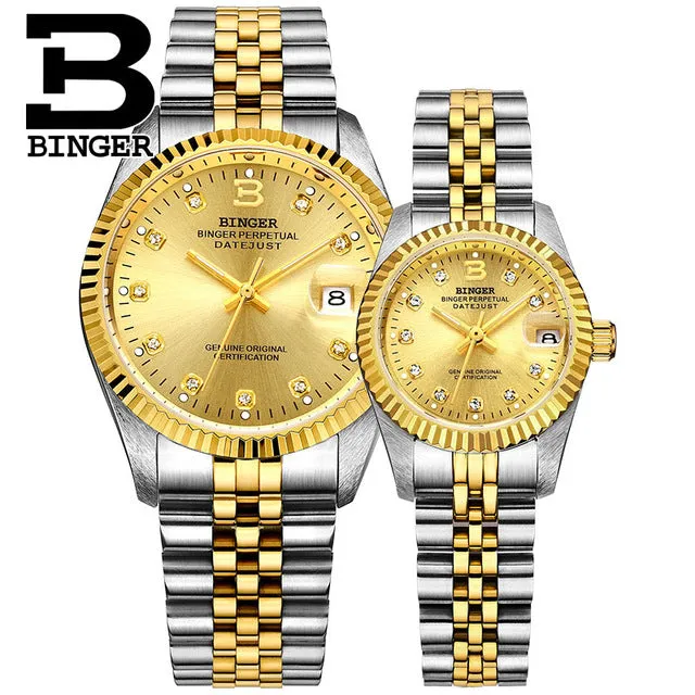 Binger Swiss Striped Mechanical Couple Watch BS169CF