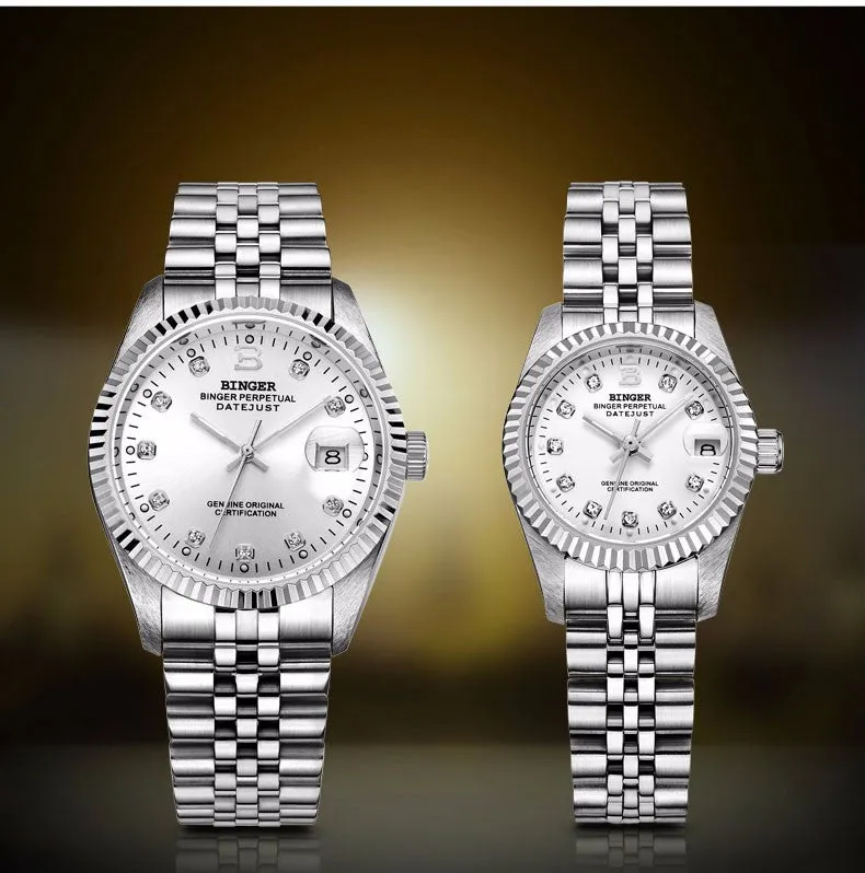 Binger Swiss Striped Mechanical Couple Watch BS169CF