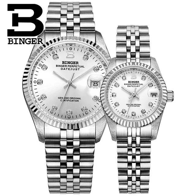 Binger Swiss Striped Mechanical Couple Watch BS169CF