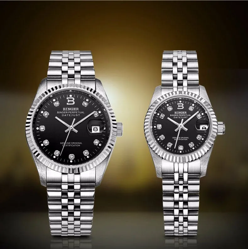 Binger Swiss Striped Mechanical Couple Watch BS169CF