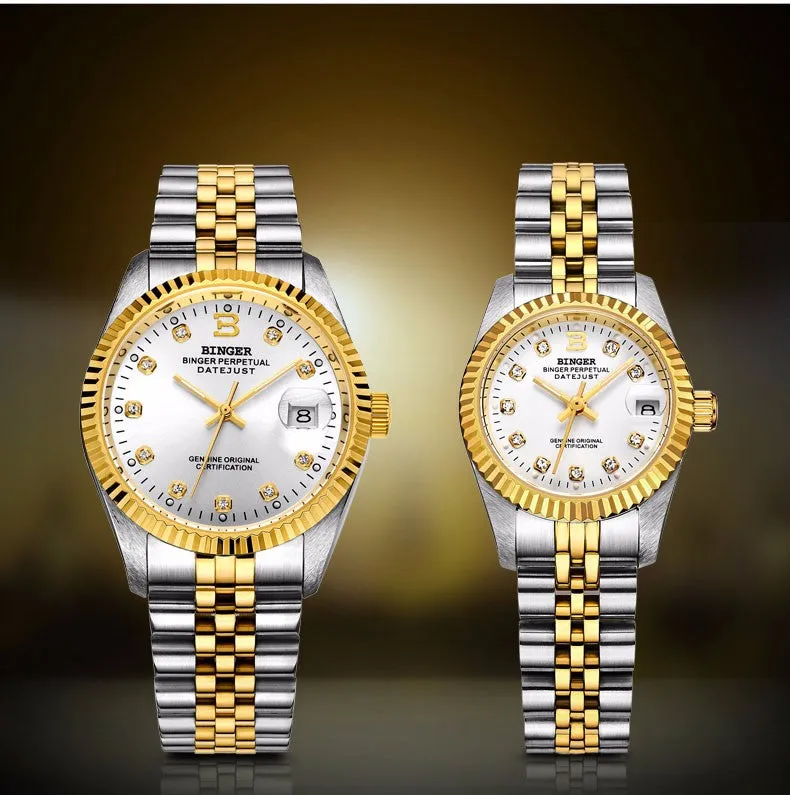 Binger Swiss Striped Mechanical Couple Watch BS169CF