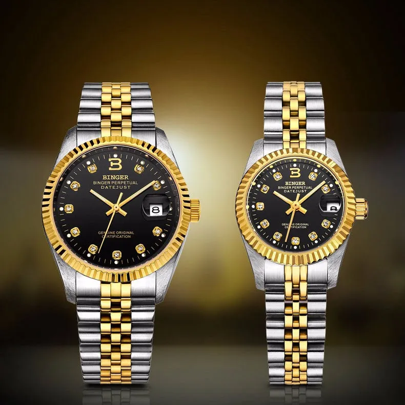 Binger Swiss Striped Mechanical Couple Watch BS169CF