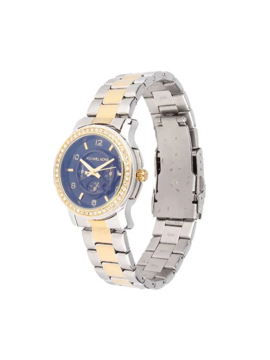 Black Chronograph Crystal - Gold and Silver Chain - 017