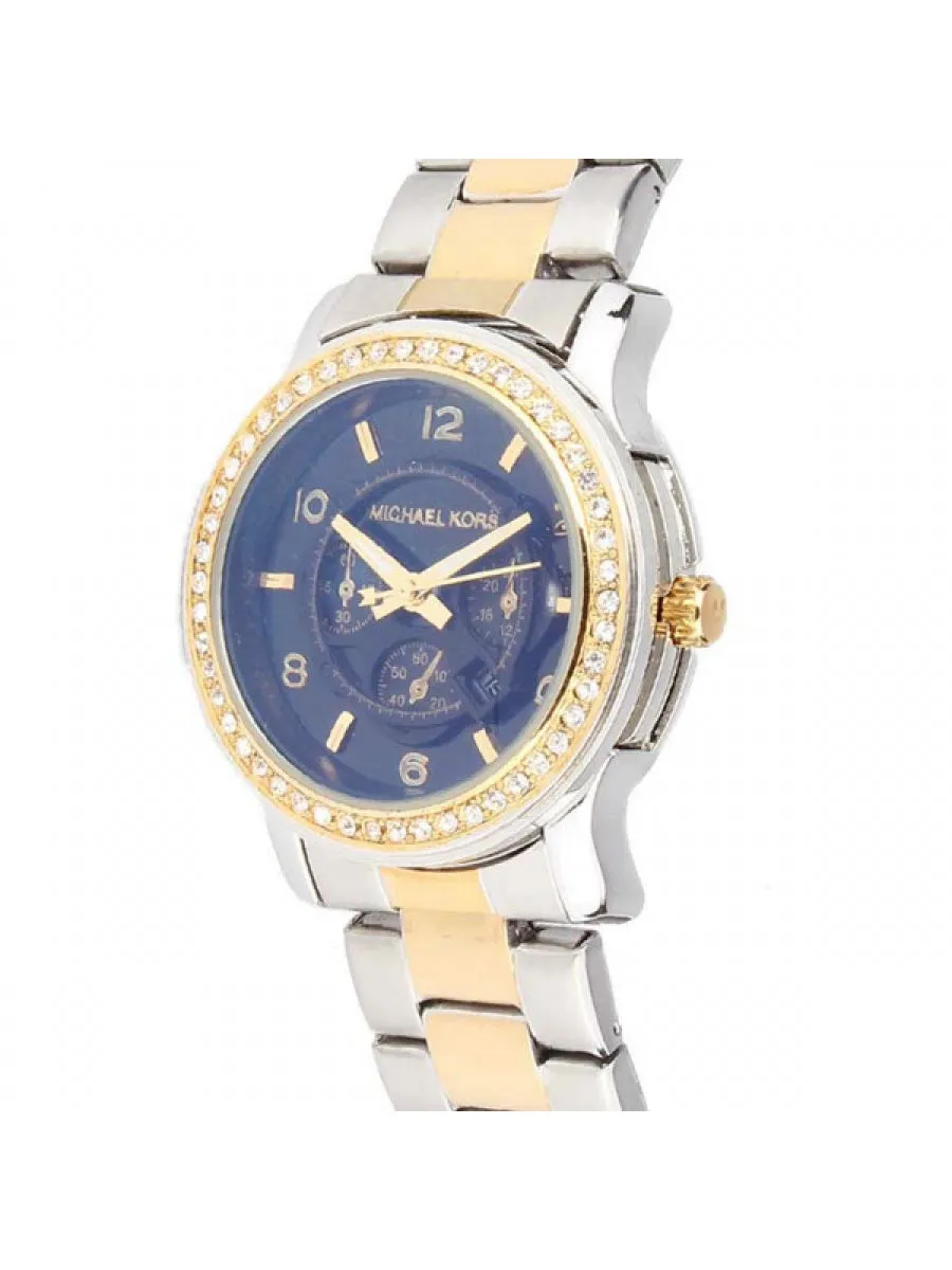 Black Chronograph Crystal - Gold and Silver Chain - 017