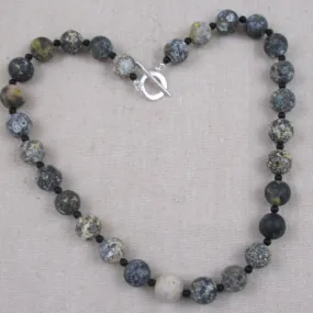 Blue Ocean Jasper Beaded Gemstone Necklace