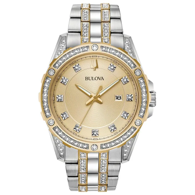 Bulova  Box Set BUL Crystal Mens Stainless Steel