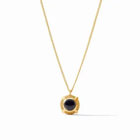 Cabochon Solitaire Necklace - Obsidian Black
