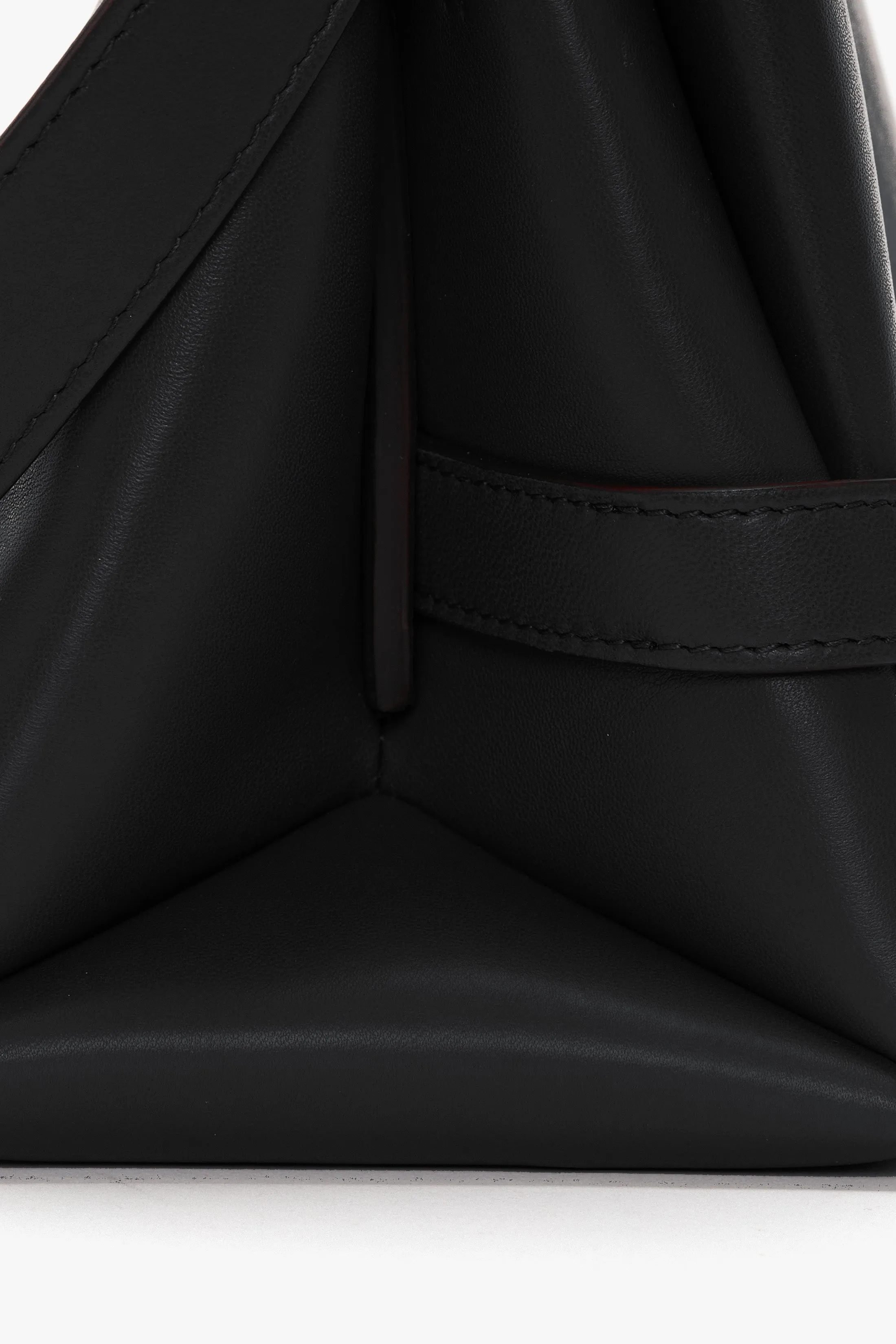 Chain Pouch Bag with Strap In Black Leather