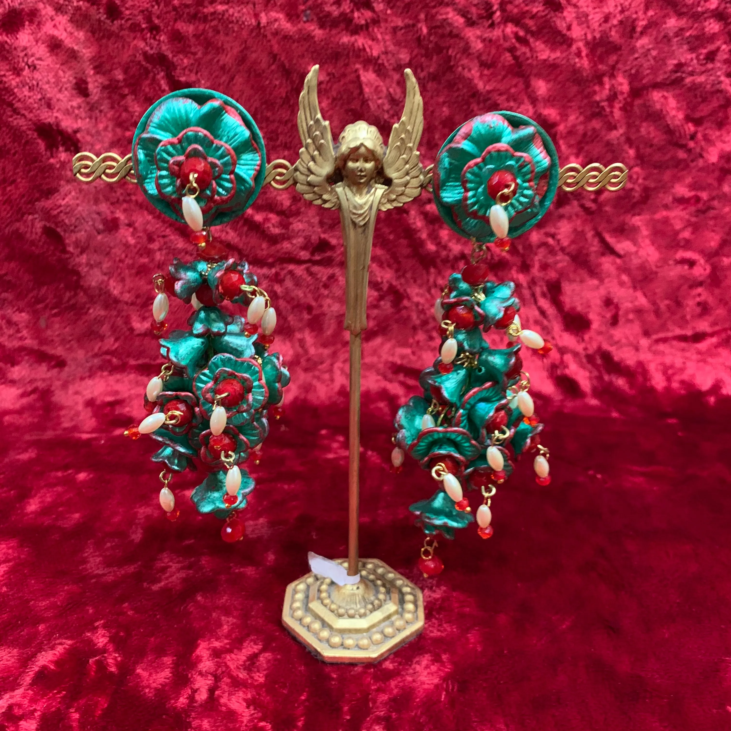 Christmas flowers statement earrings