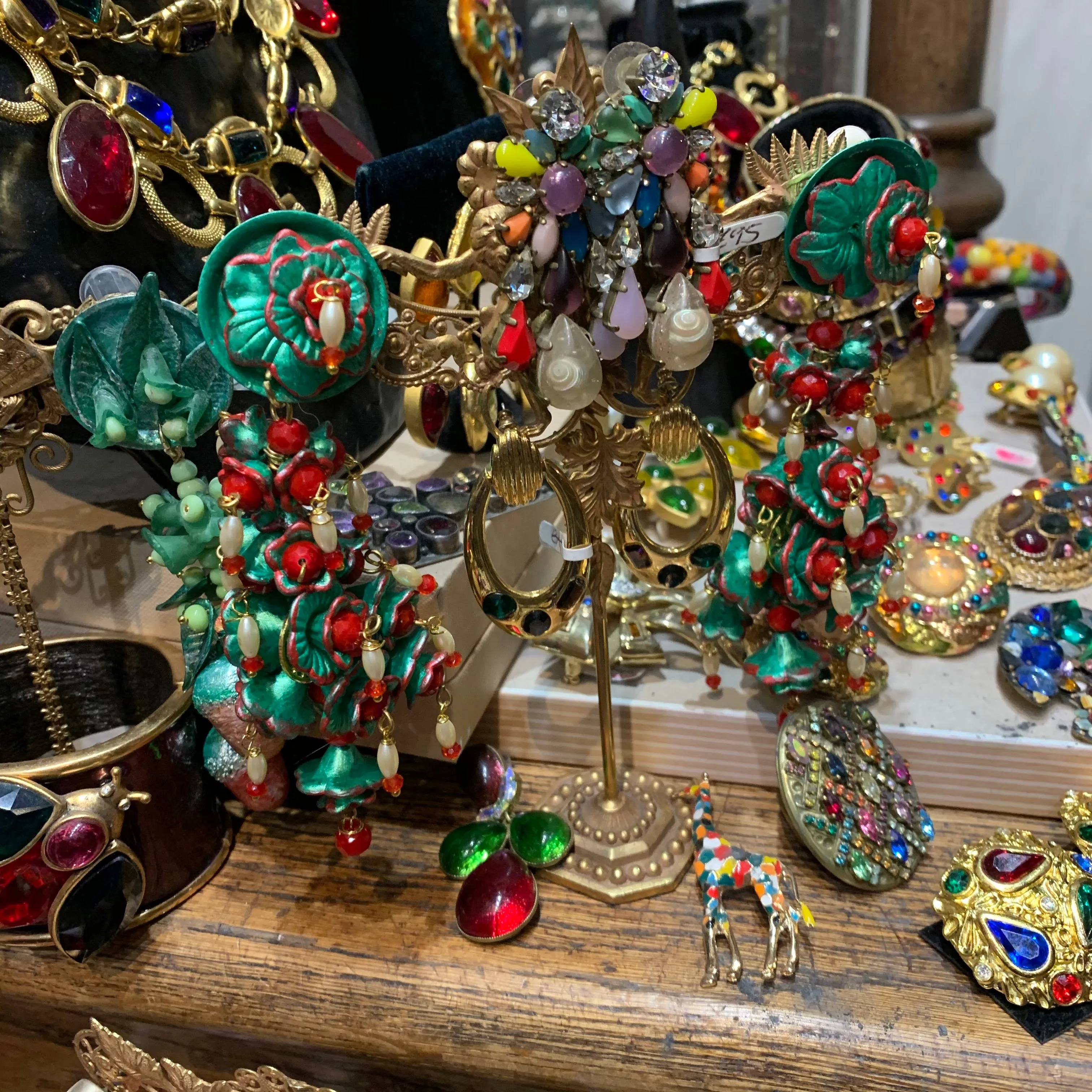 Christmas flowers statement earrings