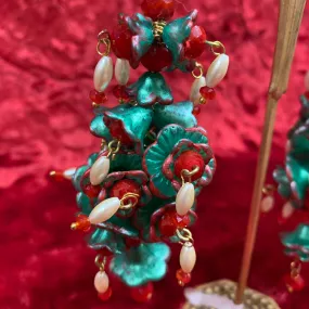 Christmas flowers statement earrings
