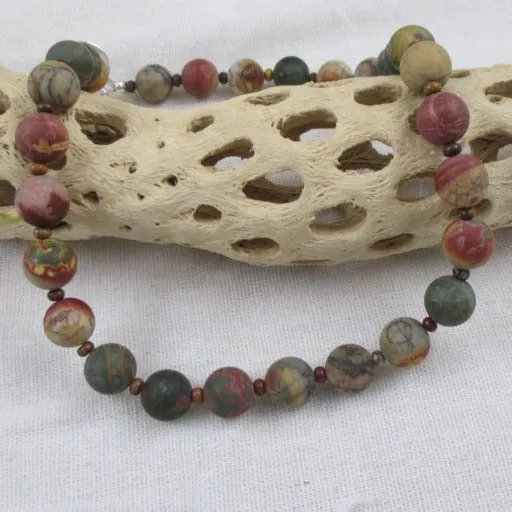 Classic Red Creek Jasper Beaded Gemstone Necklace