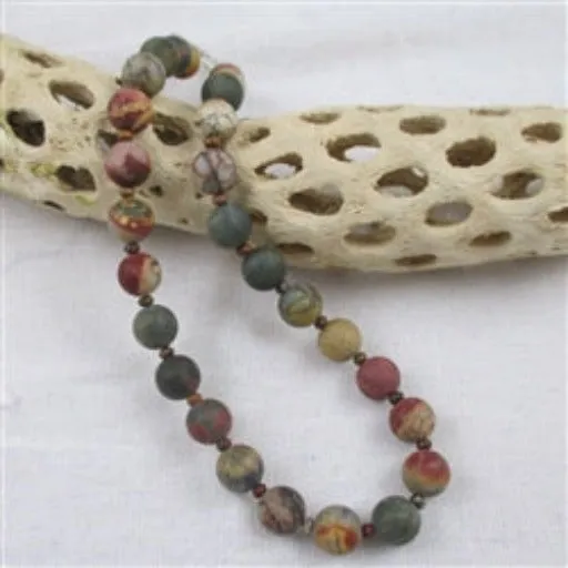 Classic Red Creek Jasper Beaded Gemstone Necklace
