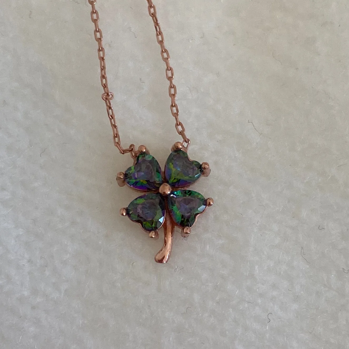 Clover Necklace Colorful Crystals