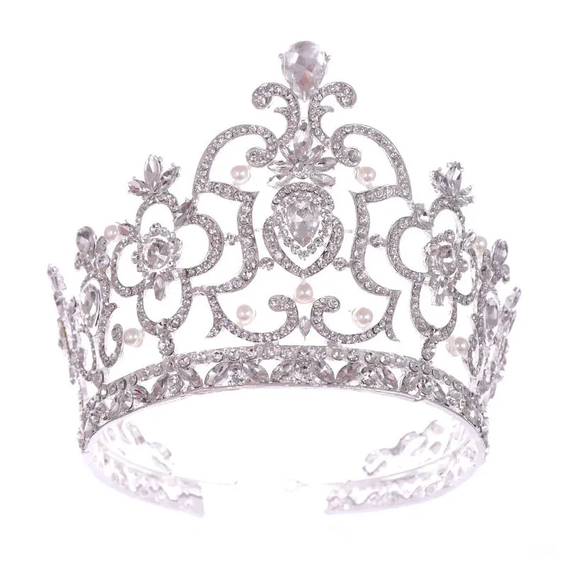 Crystal Rhinestone Pearls Party Pageant Tiara Crown Accessory