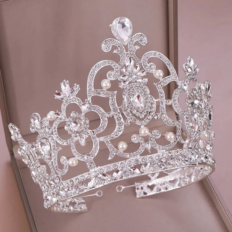 Crystal Rhinestone Pearls Party Pageant Tiara Crown Accessory