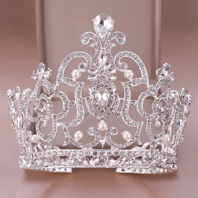 Crystal Rhinestone Pearls Party Pageant Tiara Crown Accessory