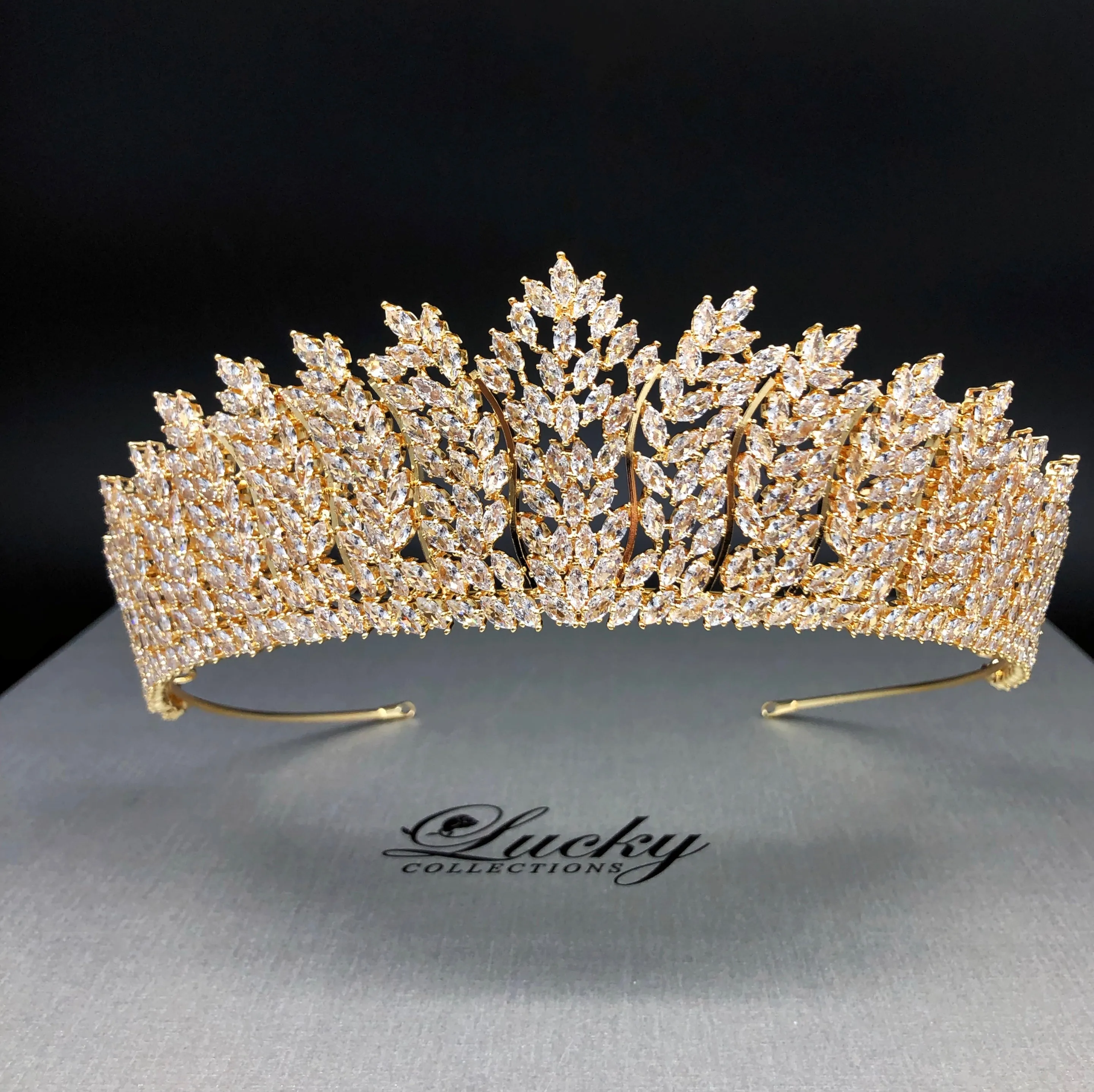 Cubic Zirconia Bridal and Quinceanera Tiara, Marquise Leaf