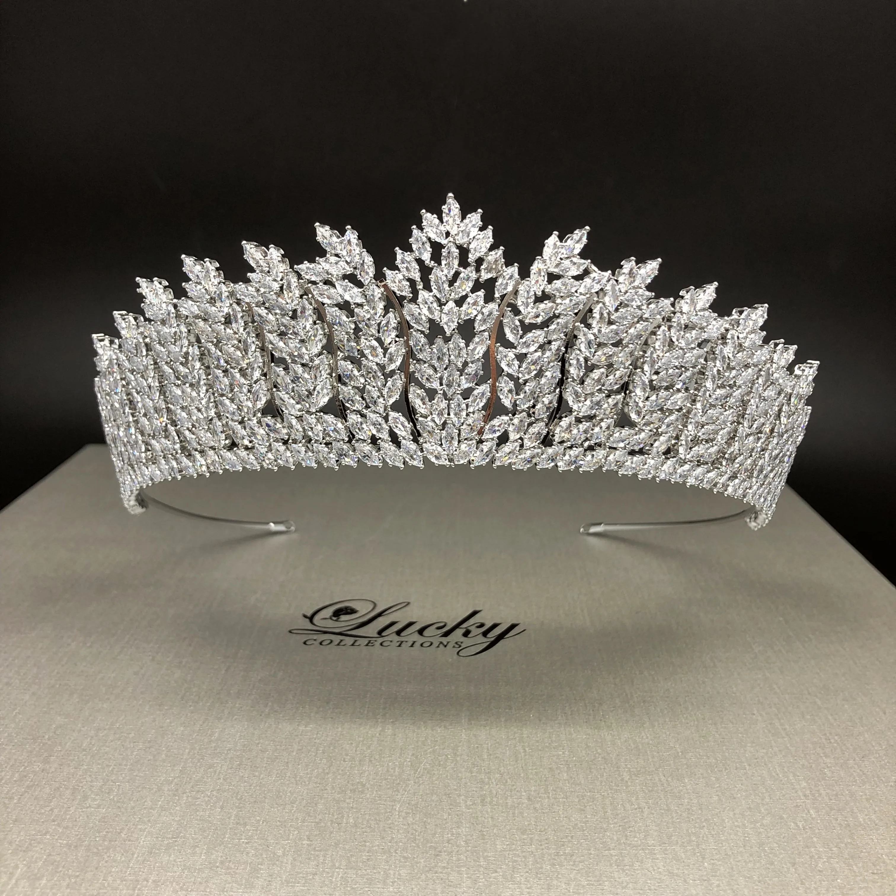 Cubic Zirconia Bridal and Quinceanera Tiara, Marquise Leaf