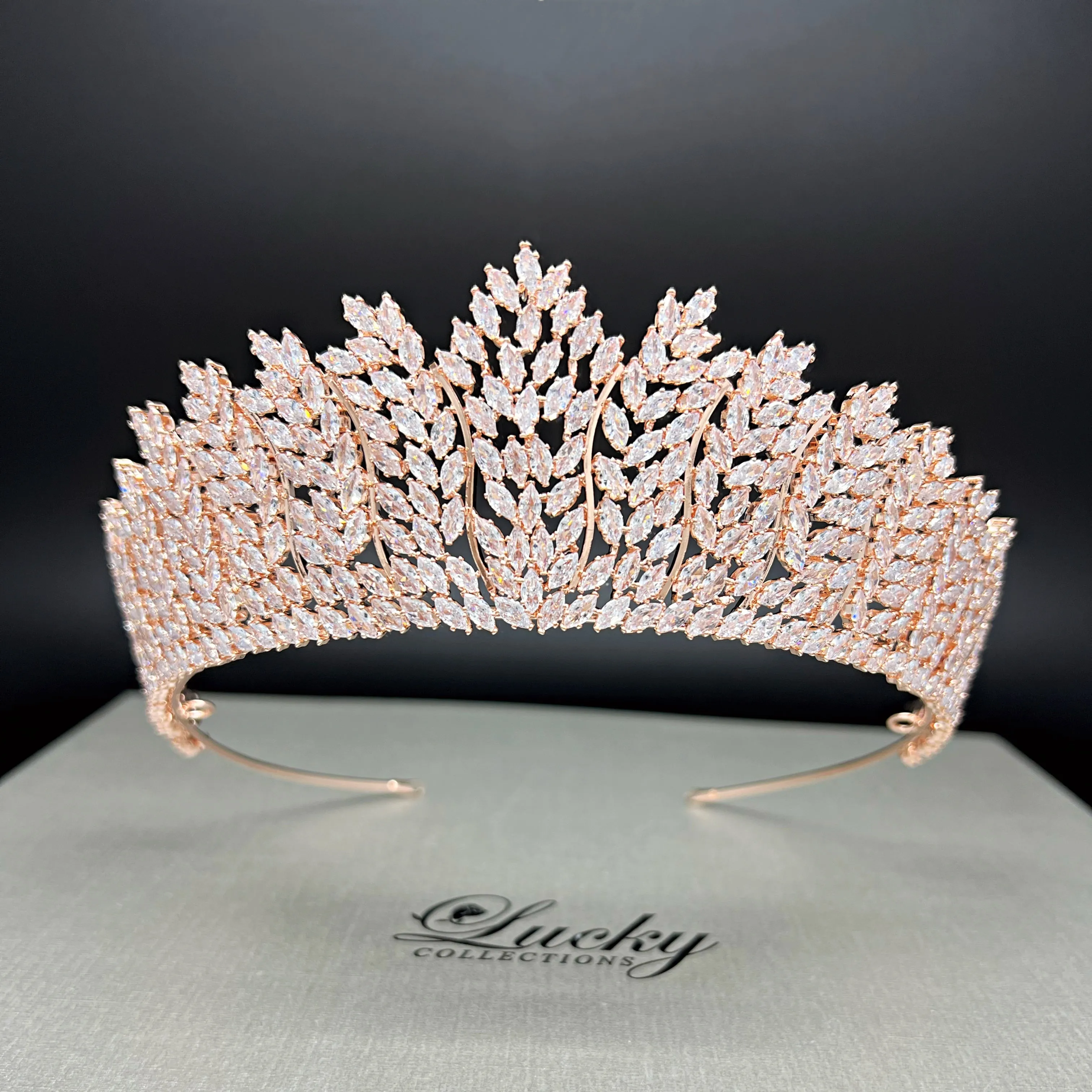 Cubic Zirconia Bridal and Quinceanera Tiara, Marquise Leaf
