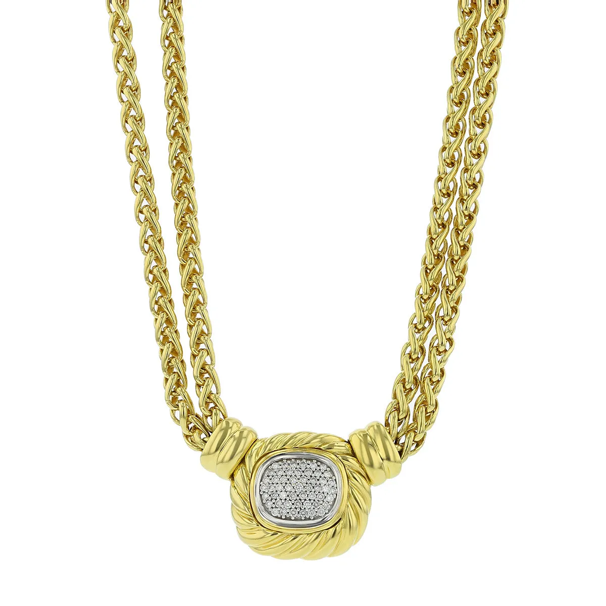 David Yurman Pave Diamond Center Double Chain Necklace