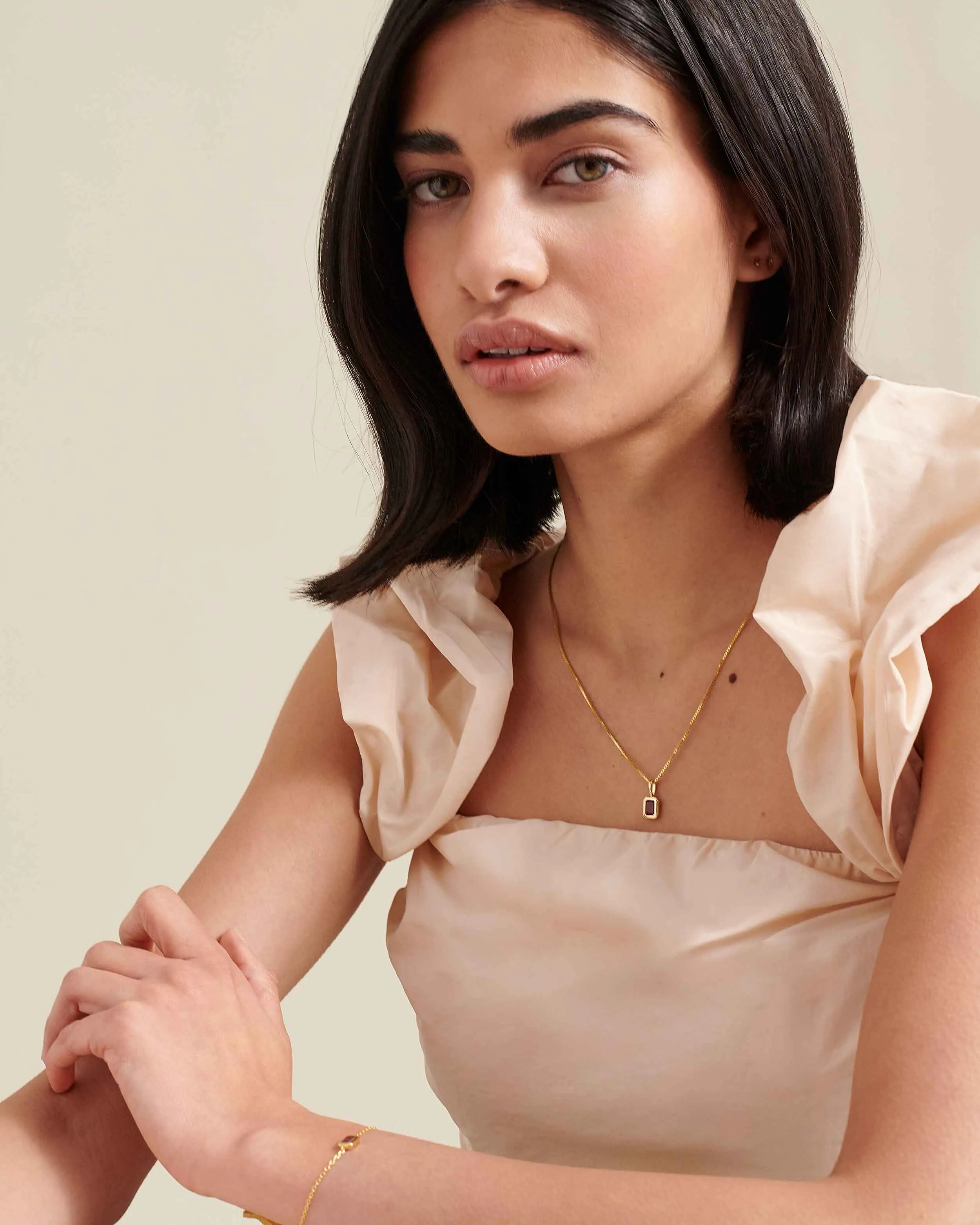 Deco Blue Topaz December Birthstone Necklace