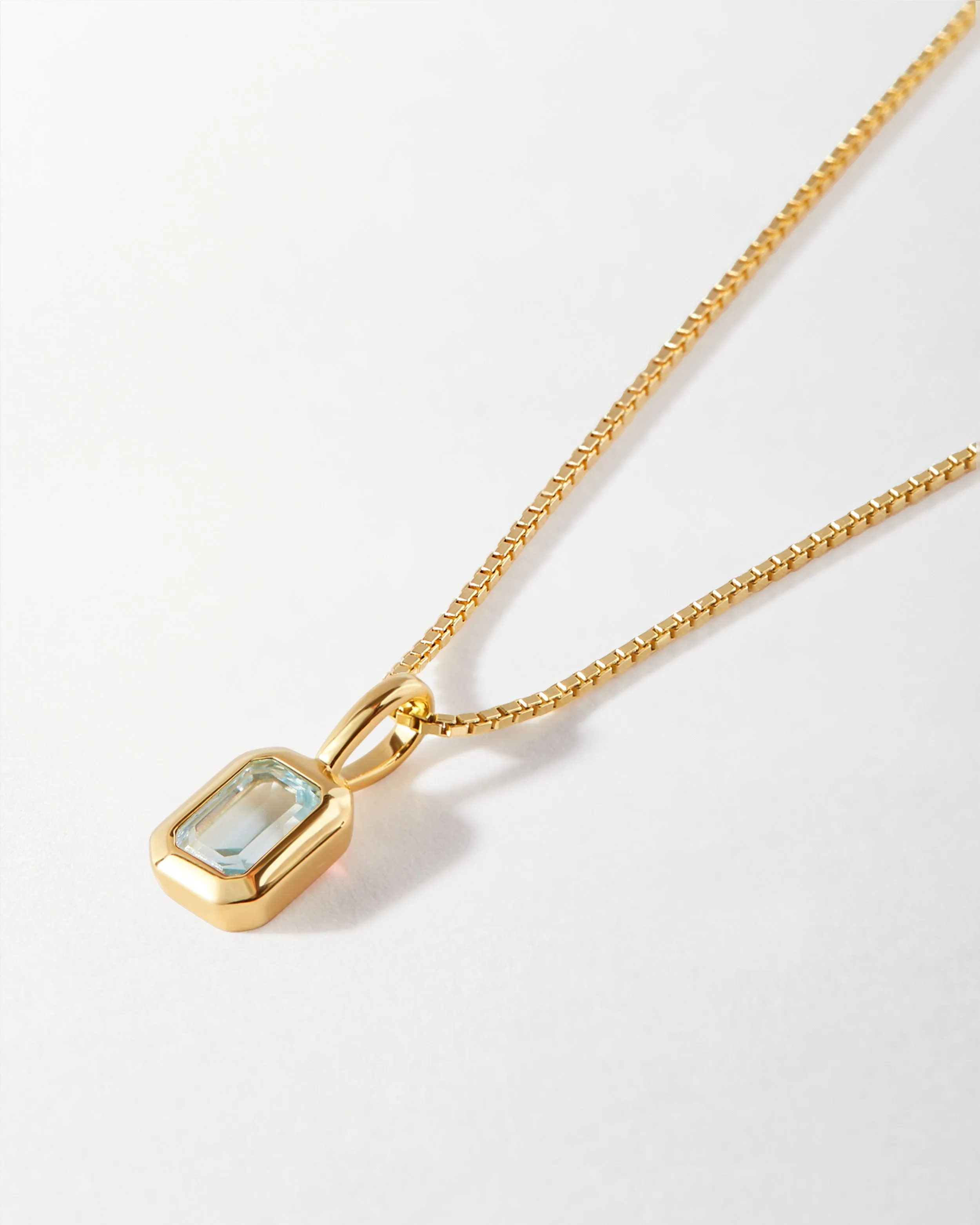 Deco Blue Topaz December Birthstone Necklace