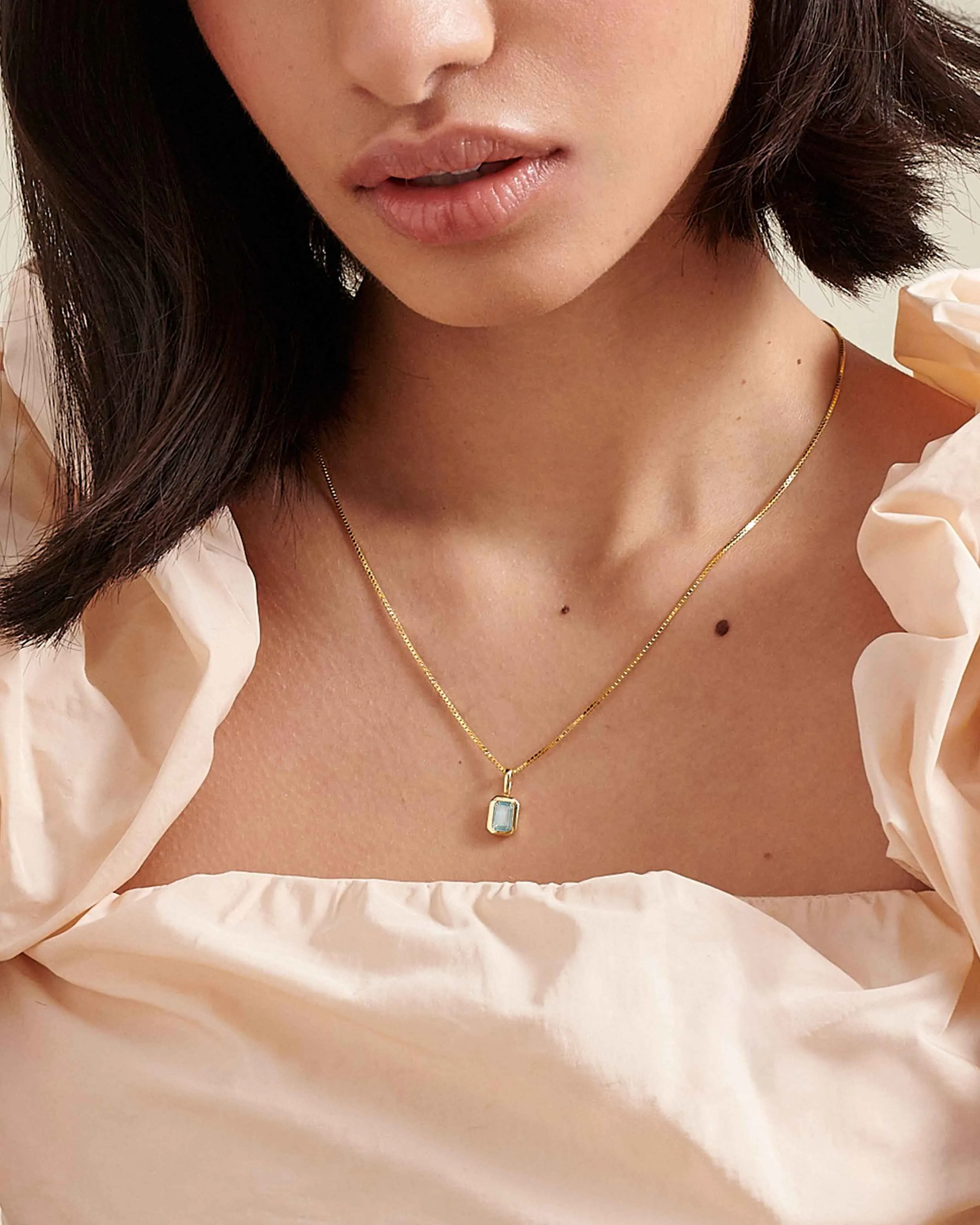 Deco Blue Topaz December Birthstone Necklace