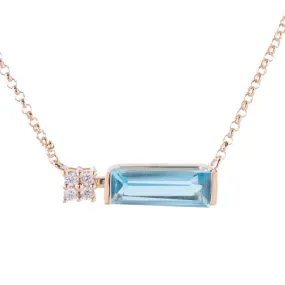 Diamond and Swiss Blue Topaz Necklace