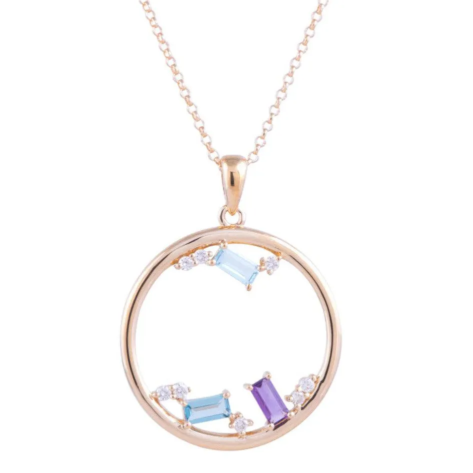 Diamond, Blue Topaz and Amethyst Necklace