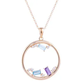 Diamond, Blue Topaz and Amethyst Necklace