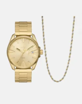 Diesel MS9 Gold Stainless Steel Watch and Chain