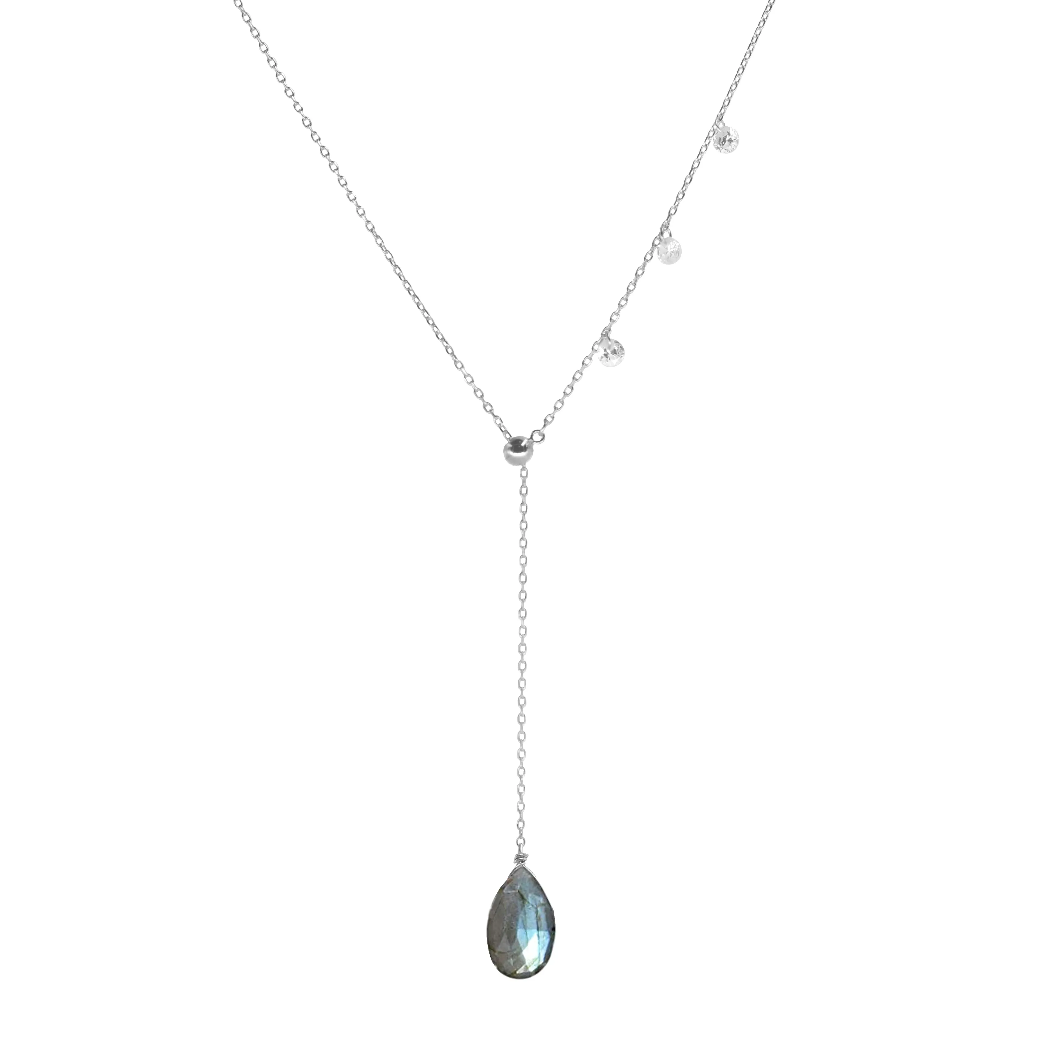 Double Slider Lariat with Labradorite Drop