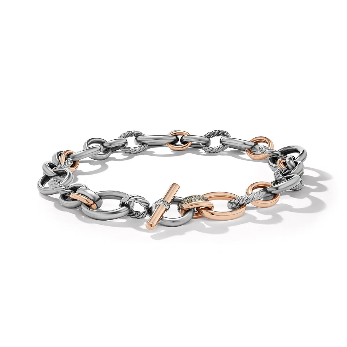 DY Mercer Melange Necklace in Sterling Silver with 18K Rose Gold and Pave Diamonds