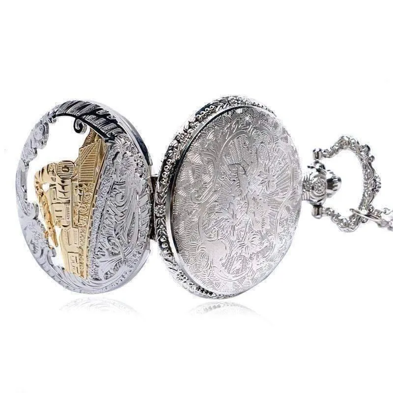 Engineer Two Tone Train Pocket Watch for Man or Woman