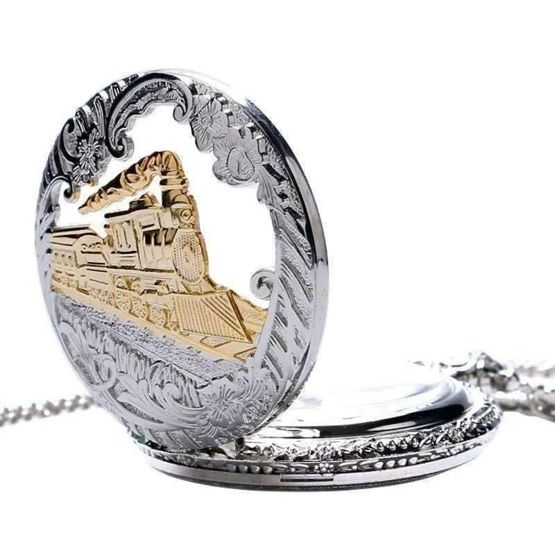 Engineer Two Tone Train Pocket Watch for Man or Woman