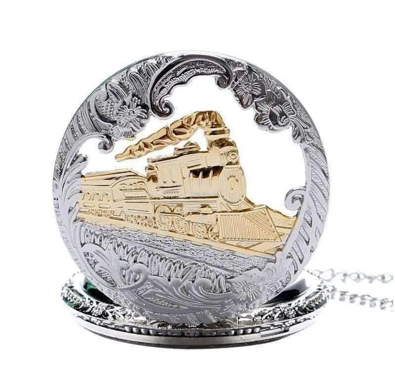 Engineer Two Tone Train Pocket Watch for Man or Woman