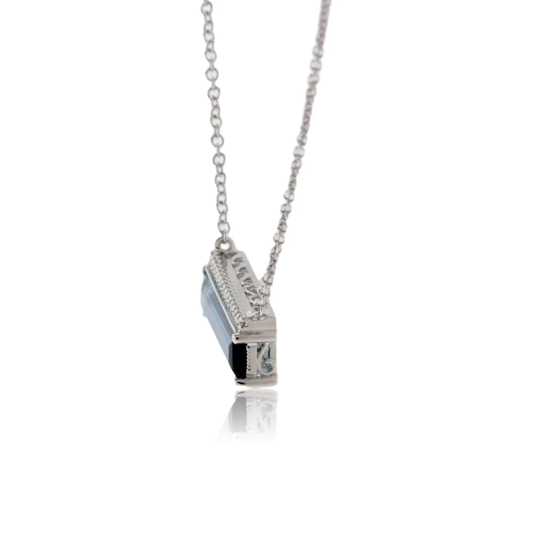 Fancy Cut London Blue Topaz & Diamond Geometric Pendant with Chain