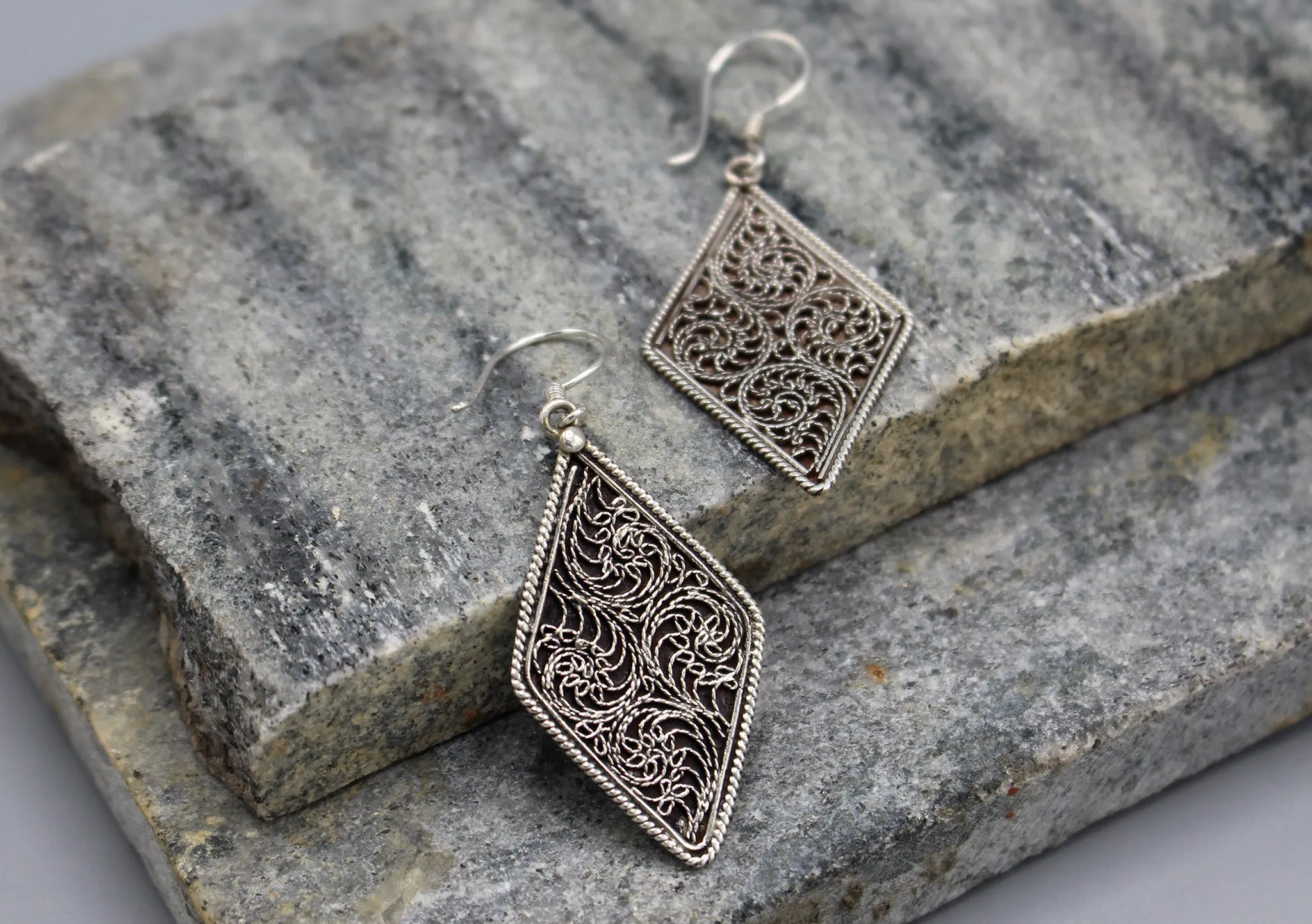 Filigree Sterling Silver Dangle Earrings