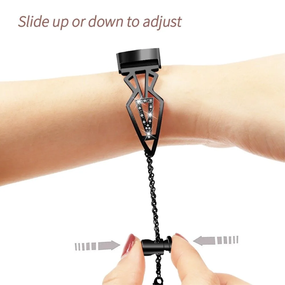 Fitbit Charge 5 luxury rhinestone décor watch strap - Black