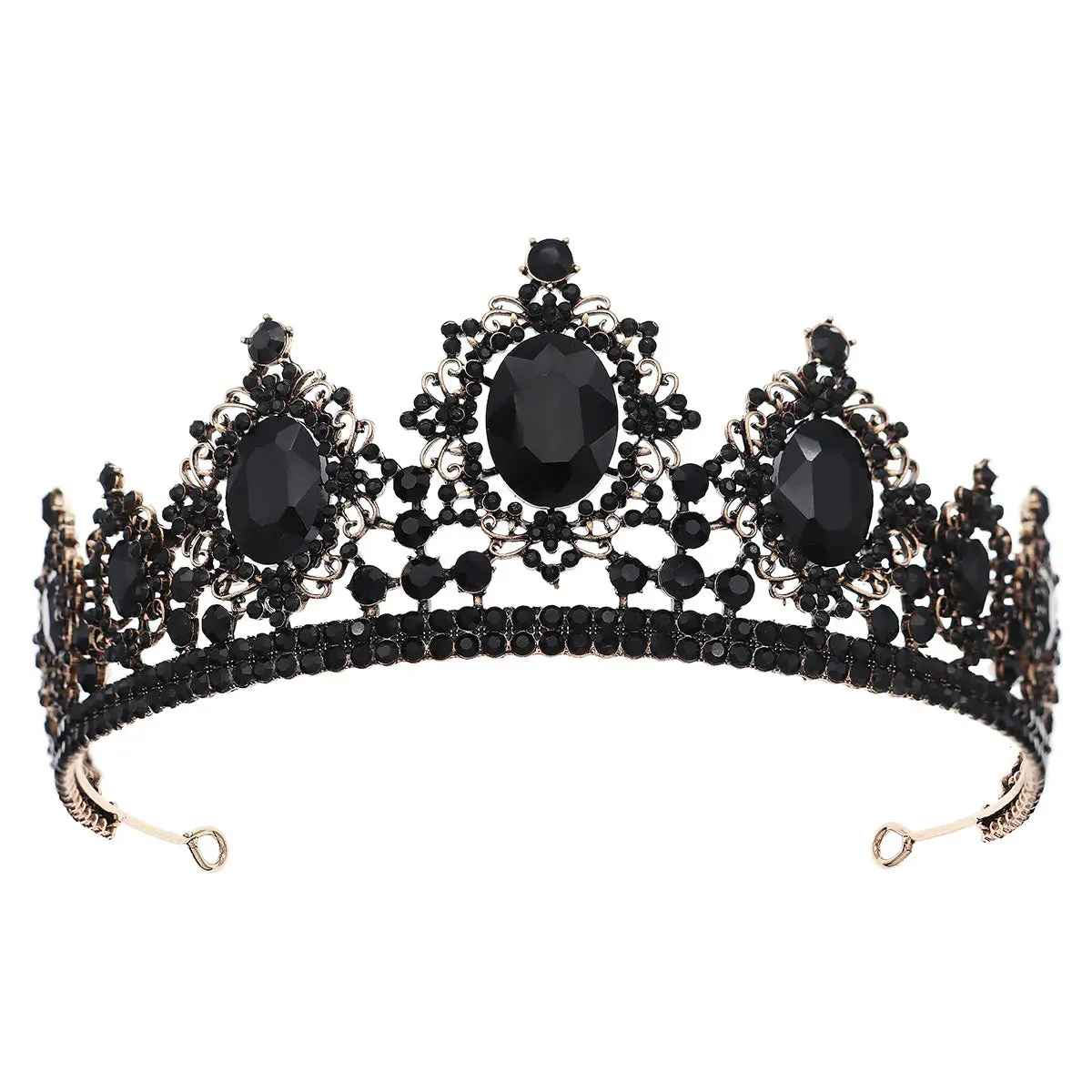 Forest Queen Black Crystal Rhinestone Crown Tiara Hair Accessory
