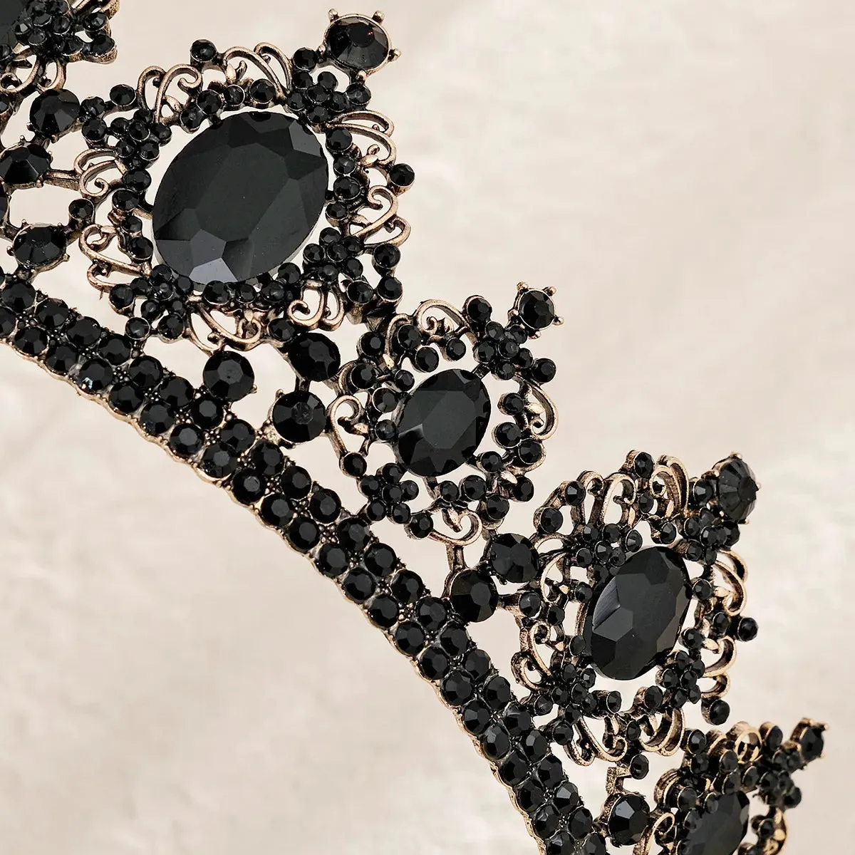 Forest Queen Black Crystal Rhinestone Crown Tiara Hair Accessory